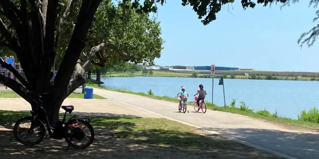 Children biking on trail in Dallas